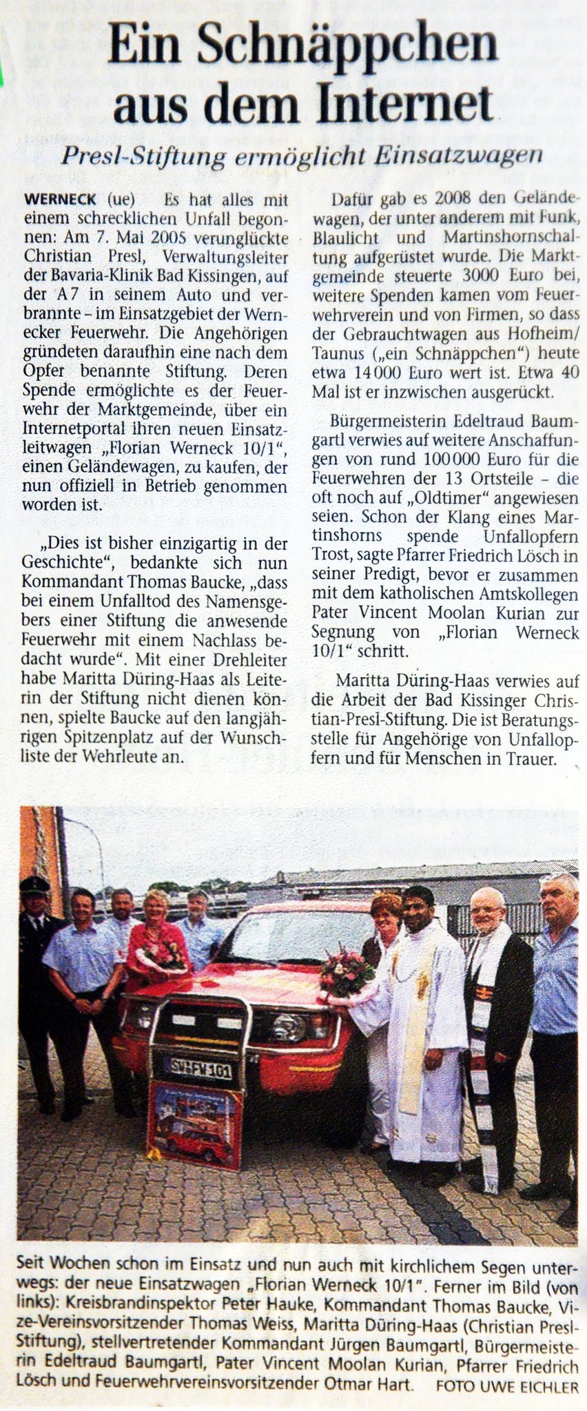 Bericht zur offiziellen Indienststellung aus dem Schweinfurter Tagblatt