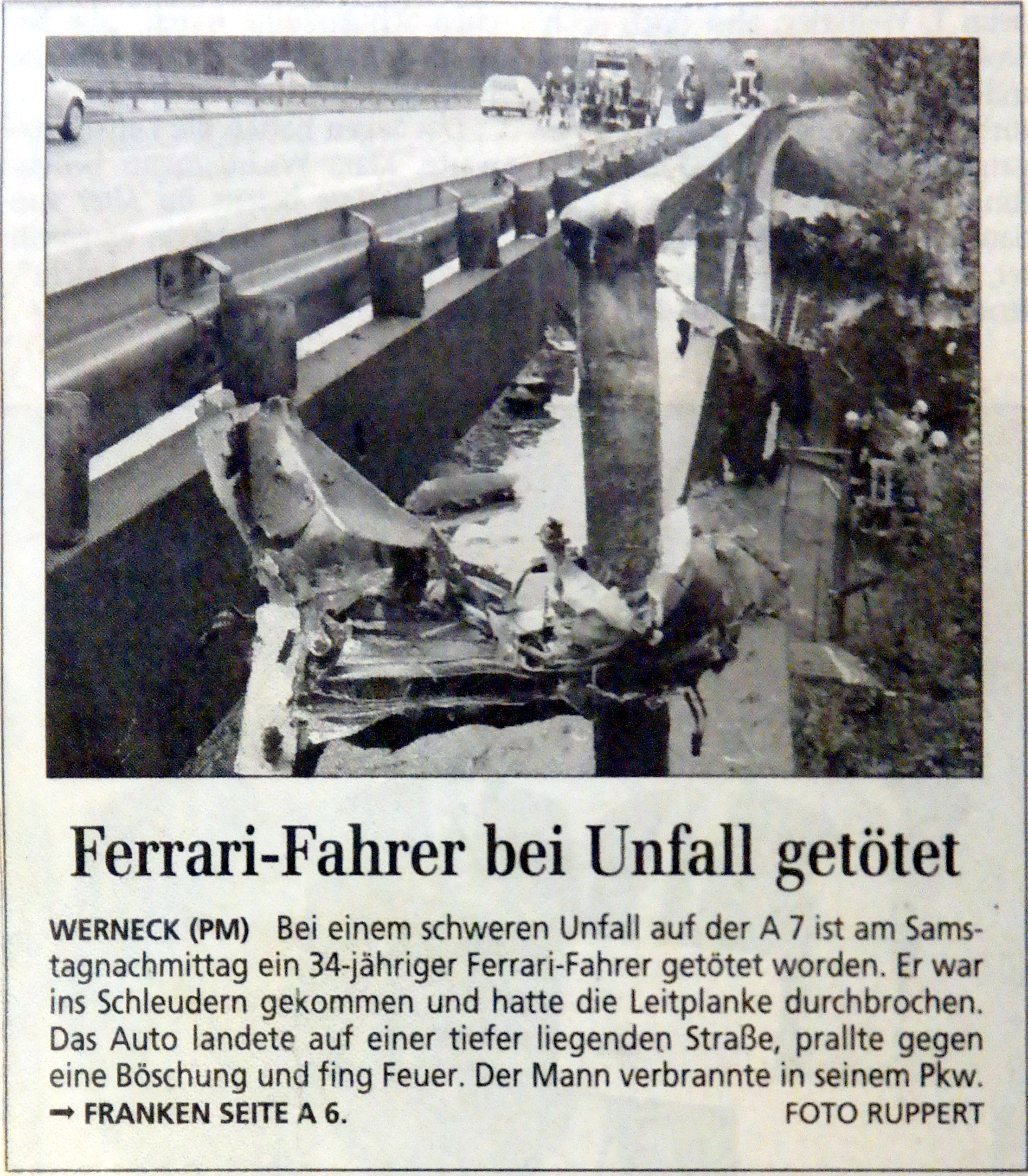 Zeitungsartikel zum Verkehrsunfall aus dem Schweinfurter Tagblatt vom 09.05.2005